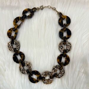 J Crew Tortoiseshell and Gold Statement Necklace
